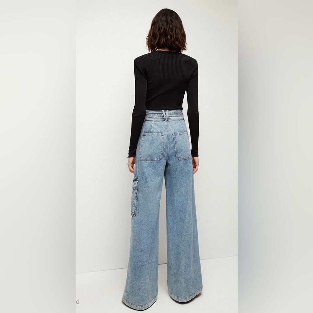 VERONICA BEARD Belisa high-rise cargo jeans Wide-Leg Blue Jeans size 27 - Picture 4 of 7